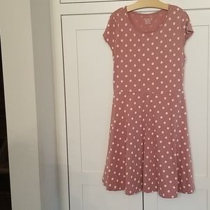 Girls Mauve and white polka dot dress